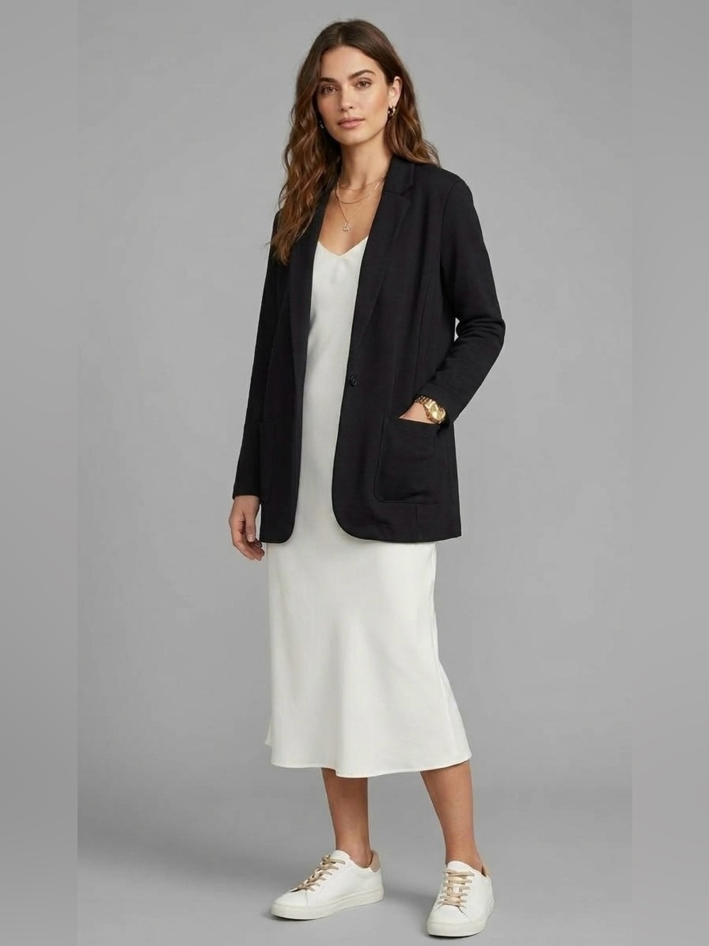 NWT GAP Boyfriend Knit Blazer in True Black (Size Small)